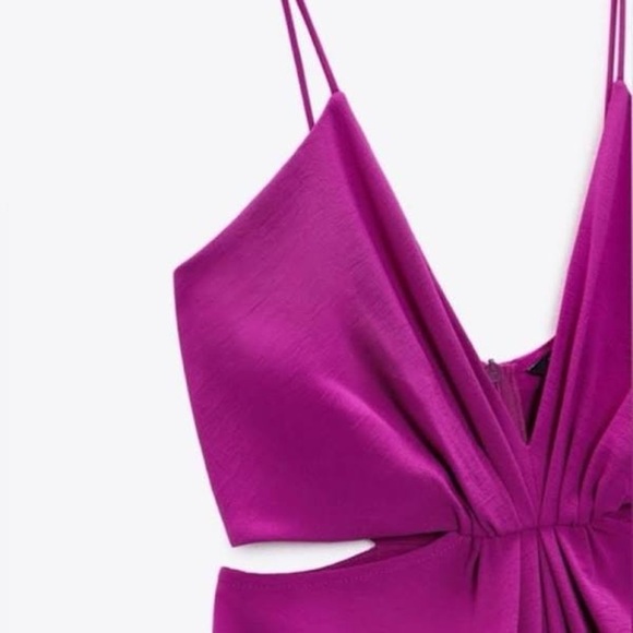 Zara Twisted Strap Cut-out Jumpsuit in Magenta - Size M - Picture 7 of 10